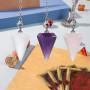 Qianyu Lot de 3 pendules en cristal améthyste quartz rose - Résine transparente - Pierres de guérison hexagonales naturelles - P