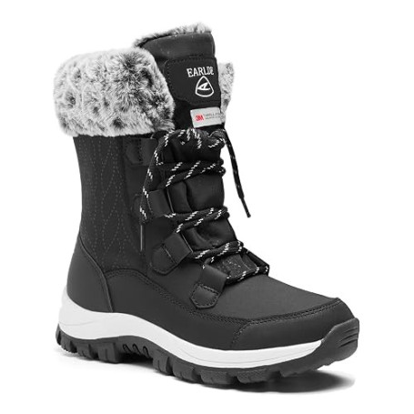 EARLDE Bottes de neige Femme Hiver Imperméables & Chaudes Bottines | Chaussures de Randonnée Antidérapantes et Élégantes pour la