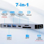 Hub USB C HDMI 4K PD 100W Charge,3*USB-A/C Multi Data Ports,Lecteur de Cartes SD/TF 7 en 1 Dock USB-C,Adaptateur Multiport Compa