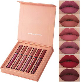 6 Couleurs Set Rouge à Lèvres Liquide Mat, mat rouge à lèvres nude ensemble velouté longue durée antiadhésif tasse, cadeau de ro