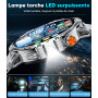 LIGE Montre Connectée Homme Montre Sport avec 1300mAh/1,85'' HD Grand Écran/LED Lampe, Moniteur de Fréquence Cardiaque et Sommei