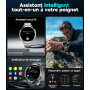 LIGE Montre Connectée Homme Montre Sport avec 1300mAh/1,85'' HD Grand Écran/LED Lampe, Moniteur de Fréquence Cardiaque et Sommei