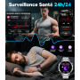 LIGE Montre Connectée Homme Montre Sport avec 1300mAh/1,85'' HD Grand Écran/LED Lampe, Moniteur de Fréquence Cardiaque et Sommei