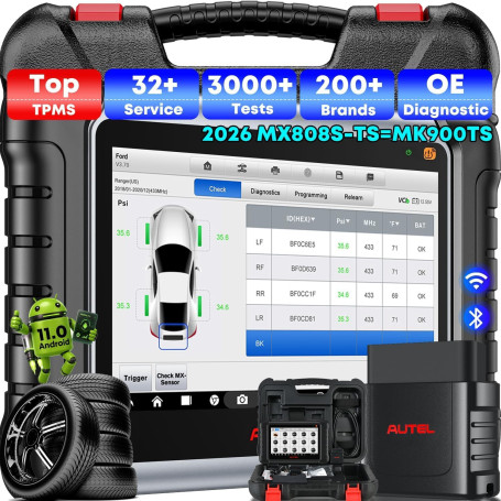 Autel MX808S-TS Valise Diagnostic Auto: Outil TPMS Voiture, 3K+ Tests Actif | 2026 Niveau Programme TPMS Égal de MK808S-TS MK900
