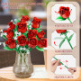 Fleurs Briques De Construction, Bouquet De Fleurs pour Adultes, Kit De Jeu De Construction 11 Roses Artificielles, 459 Pièces, C