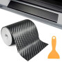 10 cm x 3 m Fibre de Carbone Autocollant, Protection Seuil de Porte Voiture | avec Grattoirs en Plastique, Anti-Rayures Imperméa