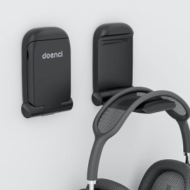 doenci Support Casque - [ Petit & Pliable ] Support Casque Audio, 1 Pièce | avec Base Auto-Adhésive pour Mur, Écouteurs Crochet
