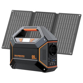 MARBERO 27.000 mAh Générateur Électrique Portable avec Panneau Solaire 30W | 100W Pack Générateur Solaire Batterie Externe 220V
