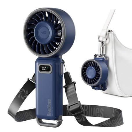 Diveblues Mini Ventilateur Portable Turbo,100 Vitesses à Flux d’Air Puissant 7,4 m/s, Petit Ventilateur de Poche Pliable 4-en-1