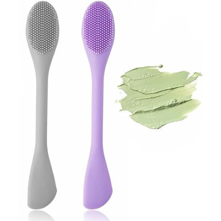 Lot de 2 Silicone Visage Brosse Masque, Brosses Nettoyantes pour Pores Brosses Double Taille 2 en 1 Brosse Nettoyante Visage, Pi