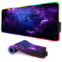 TEKXDD - RGB Tapis de Souris Gaming XXL (900 x 400 mm) | Grand Tapis Souris avec 13 Modes D'eclairage LED, Antidérapante, Étanch