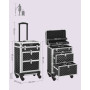 SONGMICS Valise de Maquillage, avec 2 Tiroirs, 34 x 24 x 56 cm | Mallette Cosmétique, Grand, Roulette Pivotante à 360°, Voyage, 
