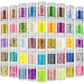 Paillettes Fines pour Art & Craft, 45 Couleurs Paillette Cosmétiques Glitter Fines pour Ongles Nail Art,Maquillage,Corps,les Loi