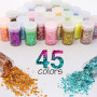 Paillettes Fines pour Art & Craft, 45 Couleurs Paillette Cosmétiques Glitter Fines pour Ongles Nail Art,Maquillage,Corps,les Loi