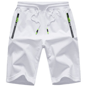 JustSun Short Homme Sport Running Jogging Coton Léger avec Poches Zippées