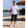 LVCBL Short en Lin pour Homme, Longueur 3/4, Pantalon d'été, pour la Plage, Le Yoga, Le Jogging, Décontracté