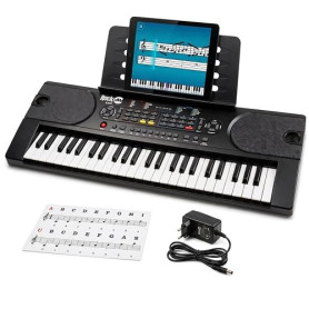 RockJam RJ549 Clavier Piano 49 Touches pour Débutants | Synthétiseur débutant portable 49 touches avec pupitre, autocollants de
