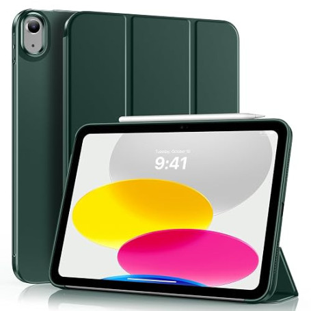 MoKo Coque pour iPad (A16) 11ème/10ème Génération (2025/2022), Vert Nuit | Coque Folio Intelligente de Protection Triple Mince a