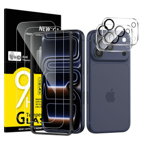 NEW'C Verre Trempé pour iPhone 17 Pro Max + Protection Caméra | Outil inclus, Lot de 4, 2x vitres trempées + 2x protections camé