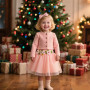 Vicloon Ensemble Robe et Cardigan pour Bébé Fille, 2 Pièces Robe sans Manches à Imprimé Floral et Manteau à Manches Longues pour