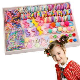 SDXCJY Lot de 1191 élastiques à cheveux, élastiques pour bébés, élastiques à cheveux aux couleurs bonbon et attaches, élastiques