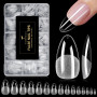 TOMICCA 510 Pièces Capsule Americaine Ongle Amande 15 Tailles | Capsules Ongles Gel Couverture Complète, Ultra-Mat plus Résistan