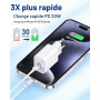 Chargeur iPhone 20W avec Cable USB C vers Lightning de 2m, Chargeur USB C Rapide avec Câble Lightning,Prise Secteur Type C pour 