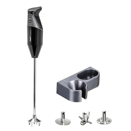 bamix Set mixeur plongeant G350 GASTRO PRO-3 avec couteau multifonction, mélangeur et batteur, support, 350 W, 2 vitesses, Inox,
