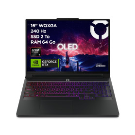 Lenovo Legion Pro 7 16AFR10H - Ordinateur Portable Gaming 16'' OLED (AMD Ryzen 9 9955HX3D, RAM 64Go, SSD 2To, NVIDIA RTX 5080 16