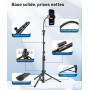 JOILCAN Haut 200cm Trepied Smartphone avec Col de Cygne 25cm/Télécommande | Flexibles Trépied Téléphone, Perche a Selfie Trépied