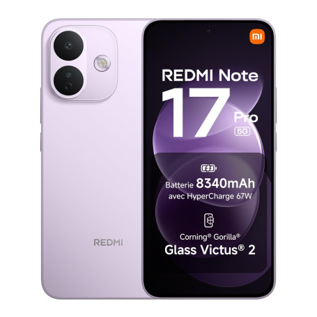 REDMI Note 17 Pro 5G, Smartphone 6+256 Go, Violet, Batterie 8340 mAh | Photo 50 MP avec OIS, HyperCharge 67 W, Snapdragon 6s Gen