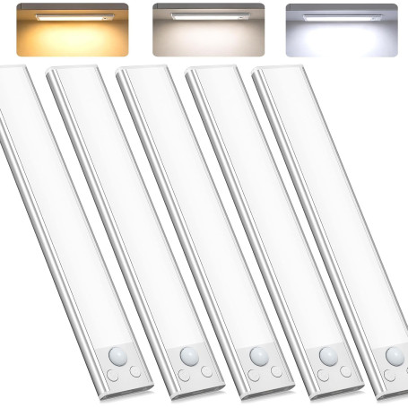 Lampe LED Rechargeable Cuisine Reglette - Lumiere Sous Meuble Placard | 20cm Armoire Light, Interieur, Sans Fil, Mouvement Detec