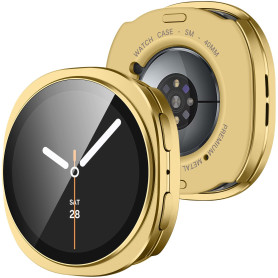Amizee 2 en 1 Métal Coque Compatible avec Galaxy Watch 40mm, Or | Compatible avec Galaxy Watch 9/8 40mm avec Protecteur D’écran 