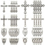 SUNNYCLUE 1 boîte de 80 breloques en forme de croix chapelet en argent - 8 styles - Crucifix - Style tibétain - En alliage - Bij