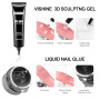 Vishine 3D Nail Gel Nail Art – Gel Sculptant Transparent 15g No Wipe, pour Dessins, Moulages, Strass 3D, Sculptures et Décoratio