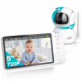 BURNNOVE Babyphone Camera sans WiFi pour Bébé, Écran IPS 5 Pouces | Vision nocturne, caméra motorisée 355°/90°, mode VOX, zoom n