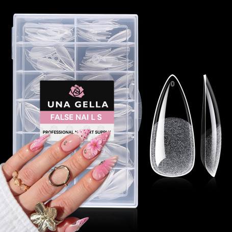 UNA GELLA Capsule Americaine Ongle Stiletto Moyenne, 216 Pièces 12 Tailles Capsules Ongles Amande Extrémités Full Cover pour Ext