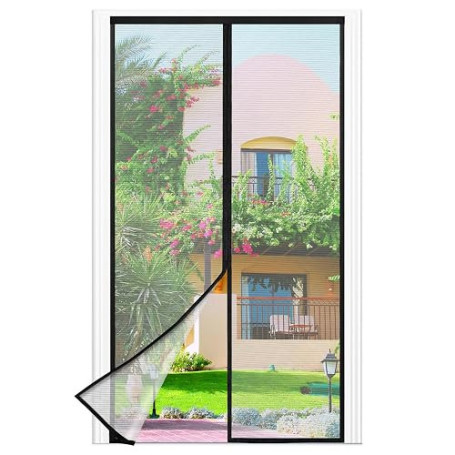 Moustiquaire Porte Fenêtre, 100 x 200 CM - Maillage Fine NOIRE | Magnétique Rideau Anti Mouche Se Ferme Tout Seul, La Bande Ve1c