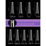 Kalolary 550P Transparentes Capsules Ongles Extra Longues Coffin Ballerine | Capsules Demi-Couverture pour Extension d’Ongles, T