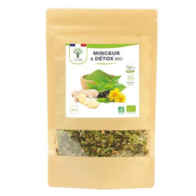 BIOPTIMAL - Thé Minceur Bio - Infusion Perte de poids - Effet Amincissant et Détox - Goût Savoureux - Thé Vert Maté Gingembre Or