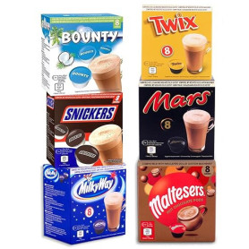 Mars Boissons au Chocolat chaud - Dolce Gusto Compatible - 48 Capsules - Mars, Twix, Milkyway, Snickers, Bounty & Malteser