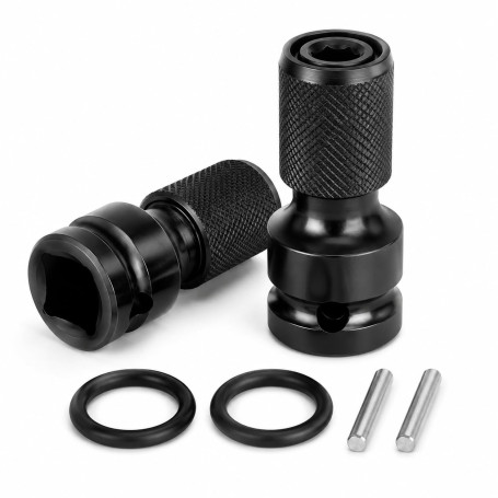 2 Pcs Adaptateurs De Douille 1/2" Carré Vers 1/4" Hexagonal Boulonneuse A Choc Convertisseur À Libération Rapide Pour Visseuse À
