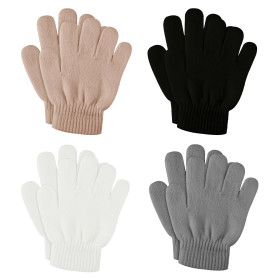 SATINIOR 4 Paires Gants Tricotés d'Enfants | Mitaines d'Hiver Extensibles Gants en Pleins Doigts pour Tout-Petits Gants d'Hiver 
