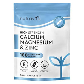 Nutravita Calcium, Magnésium & Zinc avec Vitamine D3-180 Comprimés | Supplément Haute Résistance - Offre de 3 Mois - Fabriqué au