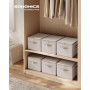 SONGMICS Sac de Rangement, Lot de 6, Pliable, avec Couvercle | Boîte de Rangement, avec Poignées, pour Jouets, Vêtements, Beige 