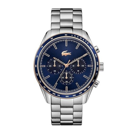 Lacoste Montre à Trois Aiguilles pour Homme avec Bracelet en Acier Blanc argenté