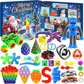 Calendrier de l'Avent Fidget 2026 pour enfants, calendrier de compte à rebours des 24 jours de Noël, boîte de compte à rebours d