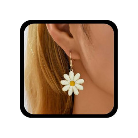 Cybche Boucles D'oreilles Marguerite Fleurs Blanches Boucles D'oreilles Fleurs Émaillées Boucles D'oreilles Marguerite Petites B