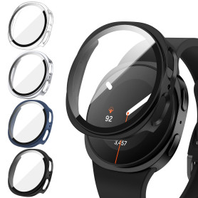 Neitra 4 Pièces PC Coque pour Samsung Galaxy Watch 9 8 44mm Protection | Coques avec Protecteur D'écran en Verre Trempé, étui de