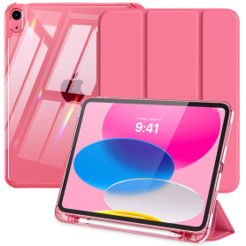 MoKo Clair Coque pour iPad A16, iPad 11e/10e Gén 11/10.9", Pastèque Rouge | Porte-stylo Gauche, Fin à Trois Volets, Arrière Clai